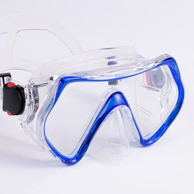 Adult PVC Diving Mask with Wide Tempered Glass Lens for Deep Swimming and Diving