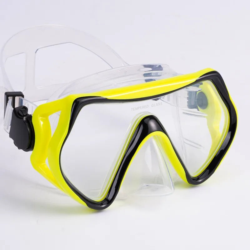 Adult PVC Diving Mask with Wide Tempered Glass Lens for Deep Swimming and Diving