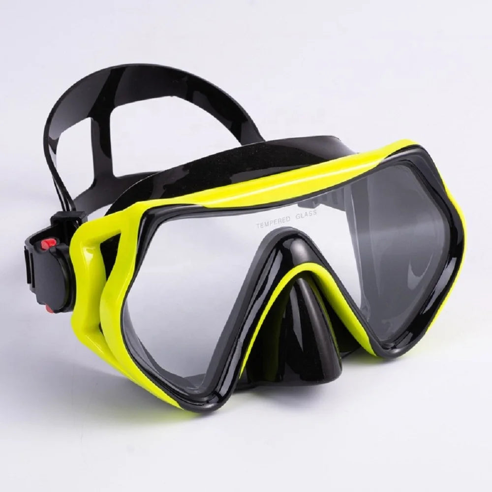 Adult PVC Diving Mask with Wide Tempered Glass Lens for Deep Swimming and Diving