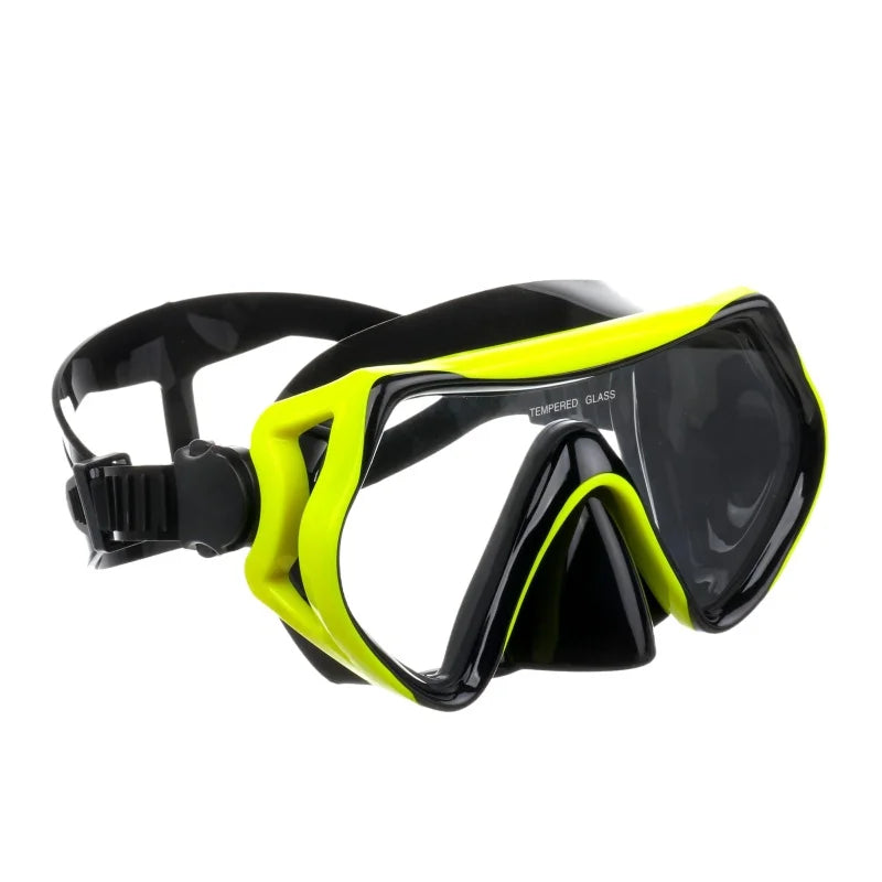 Adult PVC Diving Mask with Wide Tempered Glass Lens for Deep Swimming and Diving