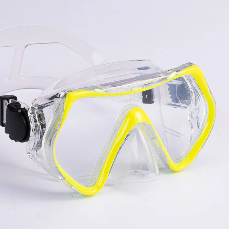 Adult PVC Diving Mask with Wide Tempered Glass Lens for Deep Swimming and Diving
