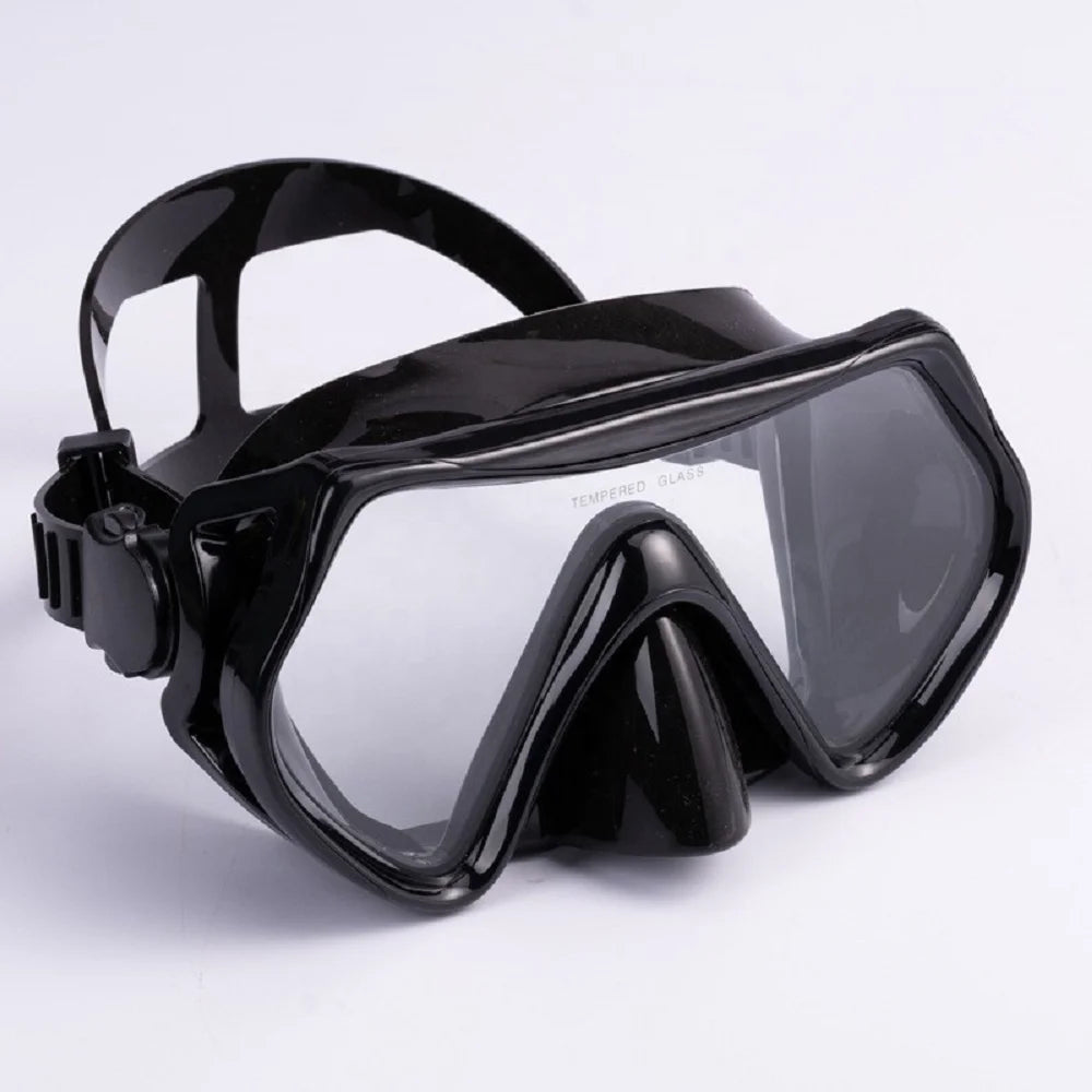 Adult PVC Diving Mask with Wide Tempered Glass Lens for Deep Swimming and Diving